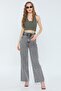 Women's Anthracite Smoked Color Front Buttoned Elastic Waist Flare Pattern Wide Leg Jeanfrango