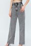 Women's Anthracite Smoked Color Front Buttoned Elastic Waist Flare Pattern Wide Leg Jeanfrango - 3
