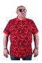Large Size Polo Neck T-Shirt Hawaiian Pattern 23412 Red