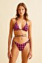 Fuchsia Triangle Patterned Houndstooth Bikini Set - 2