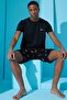Black Dachshund Printed Men's Pajama Set with Shorts - 2