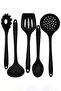 5 Piece Heat Resistant Non-Stick Silicone Serving Set Colander Ladle Spoon Pasta Spatula