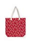 Canvas Shoulder Bag-Environmentally Friendly - Red - White Leaf Pattern on It-Wolo