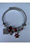 Model Silver Steel Bracelet with Red Flower Figure