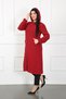 Women's Burgundy Ayrobin Fabric Metal Detail Large Size Cardigan - 4
