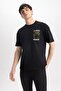 Comfort Fit Crew Neck Back Printed 100% Cotton T-Shirt - 3