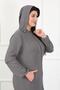 Women's Gray Ayrobin Fabric Metal Detail Large Size Cardigan - 3