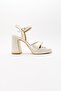 Lello Ecru Beige Satin Women's Heeled Shoes - 6