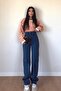 Navy Blue Comfortable Fit Wide Leg Jeans - Loose Super High Waisted Lycra Jeans Trousersfrango - 2
