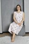 Zero Sleeve Button Collar 100% Cotton Combed Plus Size Mother's Nightgown - 5