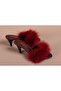 Satin Heeled Furry Bridal Slippers - 4