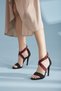 Cross Strap Shoes Cross Black-Burgundy Suede Women's Classic Heels - 6