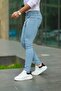 Men's Ice Blue Denim Jean Trousers Slim Fit Lycra Laser Narrow Leg - 2