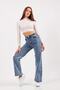Mary 90's Snow Wash Blue Lycra Super High Waist Loose Jeans Palazzo Pantolonfrango