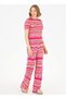 Elastic Waist Loose Fit Pink Women's Trousers Edol