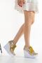 High Wedge Heels 12 Cm Glitter Fabric Stylish Wedding Dress Sports Evening Dress Shoes