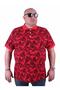 Large Size Polo Neck T-Shirt Hawaiian Pattern 23412 Red
