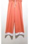 Salmon Color Top Hooded Half Zipper Trousers Wide Leg Girl's 2-Piece Set - 4