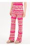 Elastic Waist Loose Fit Pink Women's Trousers Edol - 2