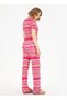 Elastic Waist Loose Fit Pink Women's Trousers Edol - 4