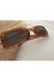 Vintage Model Diamond Pattern Detailed Honey Color Unisex Sunglasses - 2