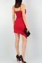 Double Breasted Collar Detailed Asymmetrical Cut Thin Straps Flexible Crepe Fabric Burgundy Mini Dress 073 - 3