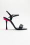 Shine Black Skin Women's Heeled Shoes - 6