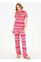 Elastic Waist Loose Fit Pink Women's Trousers Edol - 3