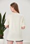 Women's Ecru Oversize Basic T-Shirt - 7