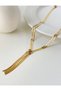 Stainless Steel Snake Back Italian Y Model Tasseled Women's Necklace - 4