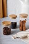 Senga 6 Pieces Borosilicate Glass Jar – Bamboo Vacuum Jar Set with Lid - 6