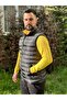 Men's Black Puffer Vest with Zipper Pocket Stand Collar Sleeveless Vest - 6