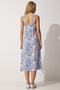 Women's Pink Blue Square Collar Floral Summer Viscose Dress DD01208 - 5