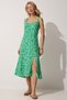 Women's Green Cream Square Collar Floral Summer Viscose Dress DD01208 - 3