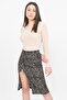 Women's Beige Black Adjustable Gathered Knitted Midi Skirt - 2