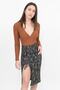 Women's Brown Black Adjustable Gathered Knitted Midi Skirt - 2
