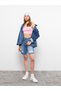 High Waist Standard Fit Straight Detailed Women's Jean Shorts Blue - 2