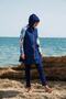 Parachute 3-Piece Navy Blue Pattern Detailed Fully Covered Hijab Swimsuit M2267 - 3