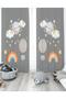 Gray Moon and Balloon Patterned Children's Room Background Curtain (Single Wing Pricing)