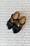 T-bar Black Vegan Girl's Ballerinas with Sequined Bow - 6