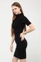 Women's Black Turtleneck Short Sleeve Knitted Mini Dress - 5