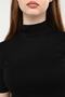 Women's Black Turtleneck Short Sleeve Knitted Mini Dress - 7
