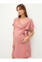 Double Breasted Neck Straight Tie Detailed Short Sleeve Maternity Dress - 2