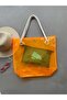 Women's Orange Transparent Beach Bag - 2