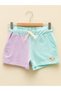 Girl's Shorts with Elastic Waist and Color Block