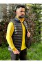 Men's Black Puffer Vest with Zipper Pocket Stand Collar Sleeveless Vest - 2