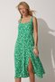 Women's Green Cream Square Collar Floral Summer Viscose Dress DD01208 - 2