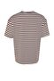 Açık Kahverengi Oversize/Geniş Kesim Çizgili Bisiklet Yaka Kısa Kol T-Shirt TMNSS20TS0511 - 7