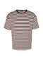 Açık Kahverengi Oversize/Geniş Kesim Çizgili Bisiklet Yaka Kısa Kol T-Shirt TMNSS20TS0511 - 8