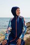 Parachute 3-Piece Navy Blue Pattern Detailed Fully Covered Hijab Swimsuit M2267 - 2